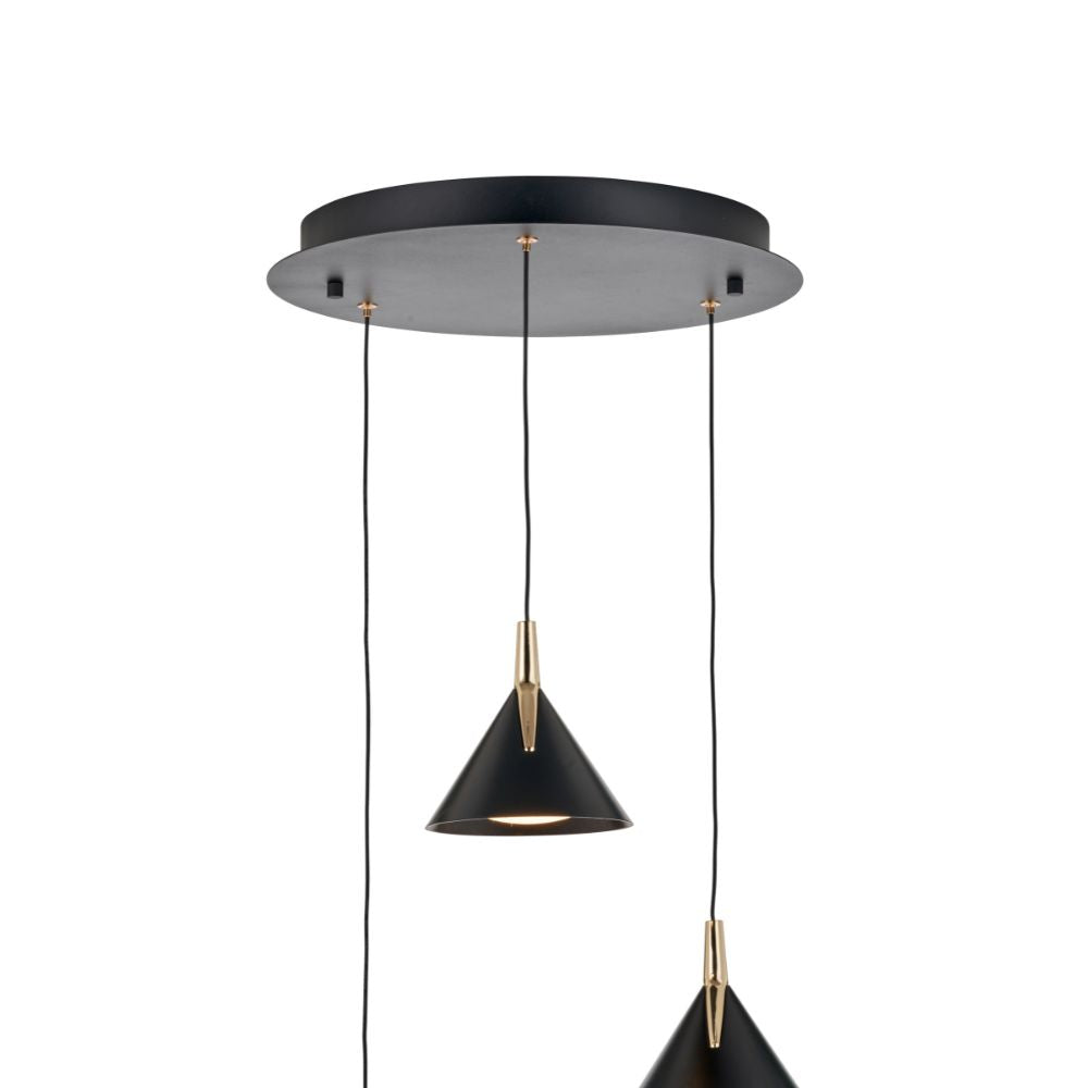 Astarion Matte Black and Gold Multi Drop LED Pendant
