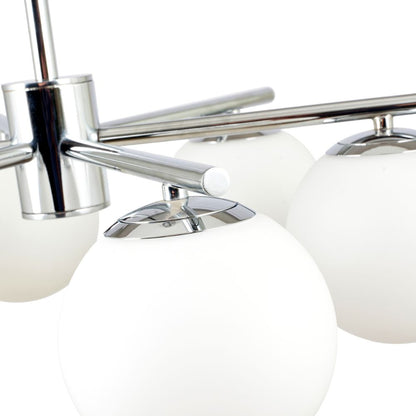 Asterope 6 White Orb and Shiny Chrome Metal Pendant
