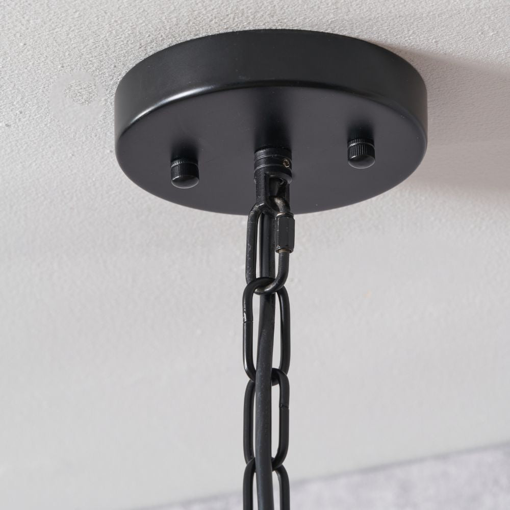 Llewellyn Matte Black Metal and Glass Pendant