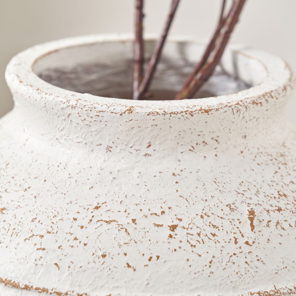 Fibrestone White Wash Decorative Ribbed Vase