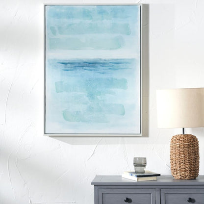 Canvas Blues Abstract with White Frame