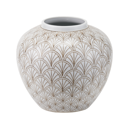 Barbier White Art Deco Fan Ceramic Vase
