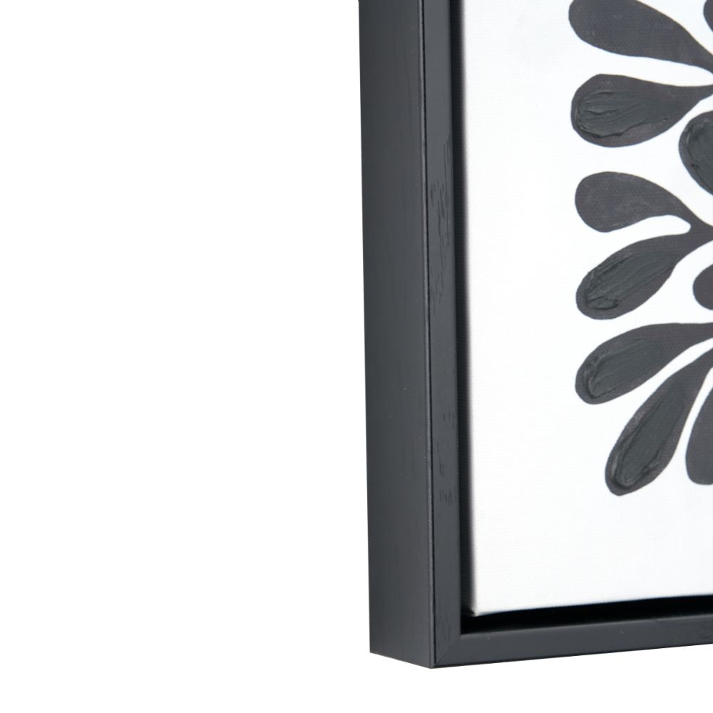 Square Canvases Black Leaf Print with Black Frames (Set of 2)
