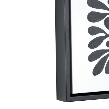 Square Canvases Black Leaf Print with Black Frames (Set of 2)