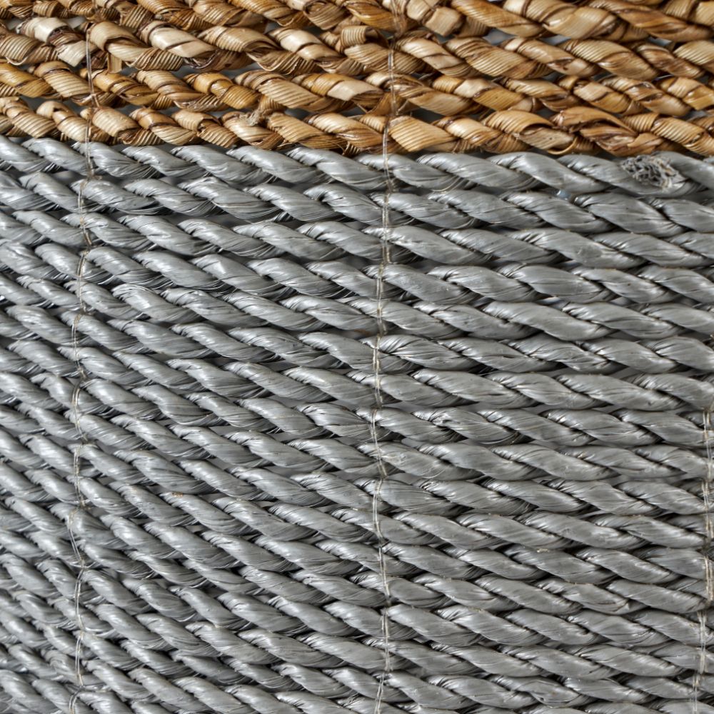 Banana Leaf Two Tone Natural and Grey Baskets (Set of 2)