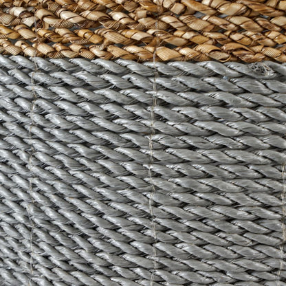 Banana Leaf Two Tone Natural and Grey Baskets (Set of 2)