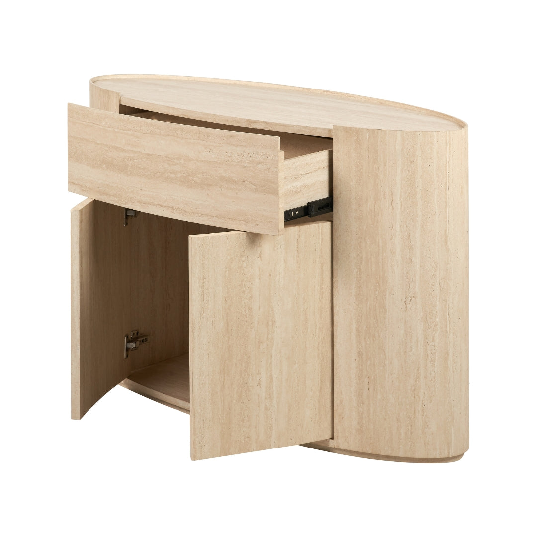 Tivoli Travertine Effect Veneer 1 Drawer 2 Door Sideboard