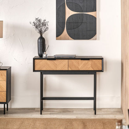 Hailee Pine Wood 2 Drawer Console Table