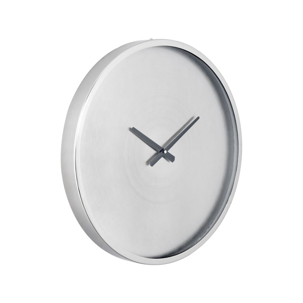 Metal Brushed Silver Round Wall Clock