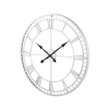 Metal Antique Silver Round Wall Clock Large