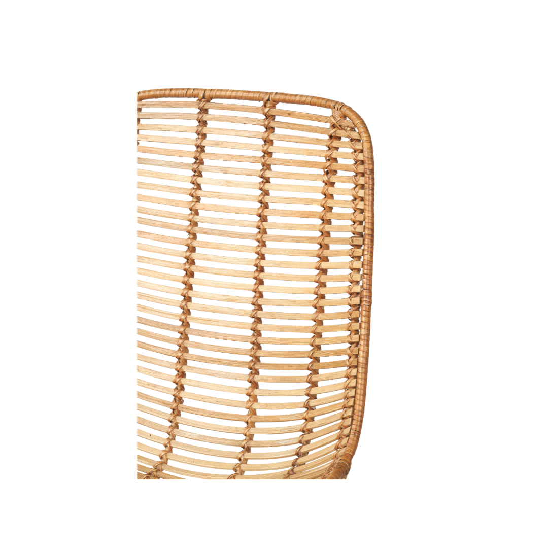 Rattan Core and Black Metal Dining Chair