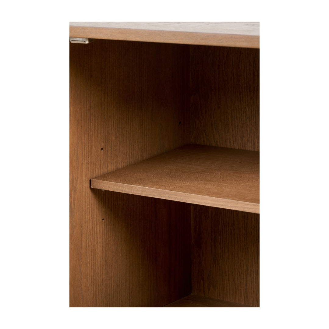 Elias Dark Ash Wood Retro 3 Door Sideboard