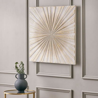 Metal Light Grey and Gold Starburst Wall Art