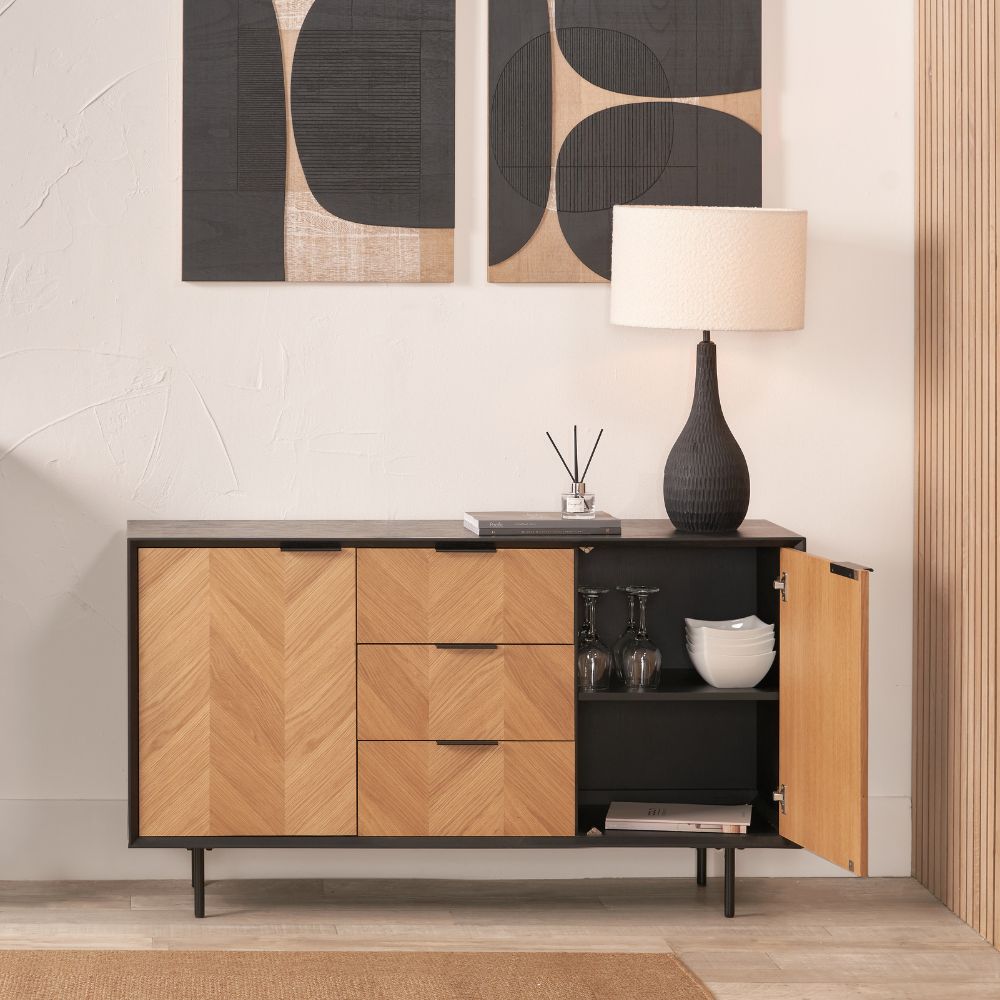 Hailee Pine Wood 2 Door 3 Drawer Sideboard