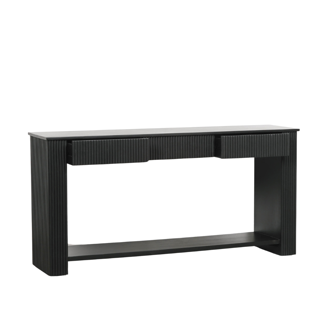 Everden Fluted Acacia Wood Console Table