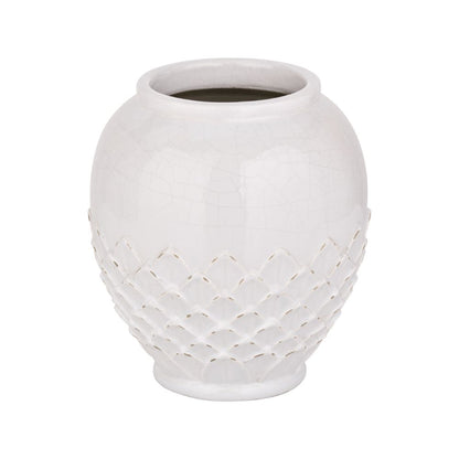 Willow White Leaf Detail Stoneware Vase