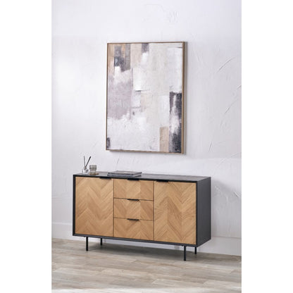 Canvas Natural and Grey Textured Abstract with Natural Frame