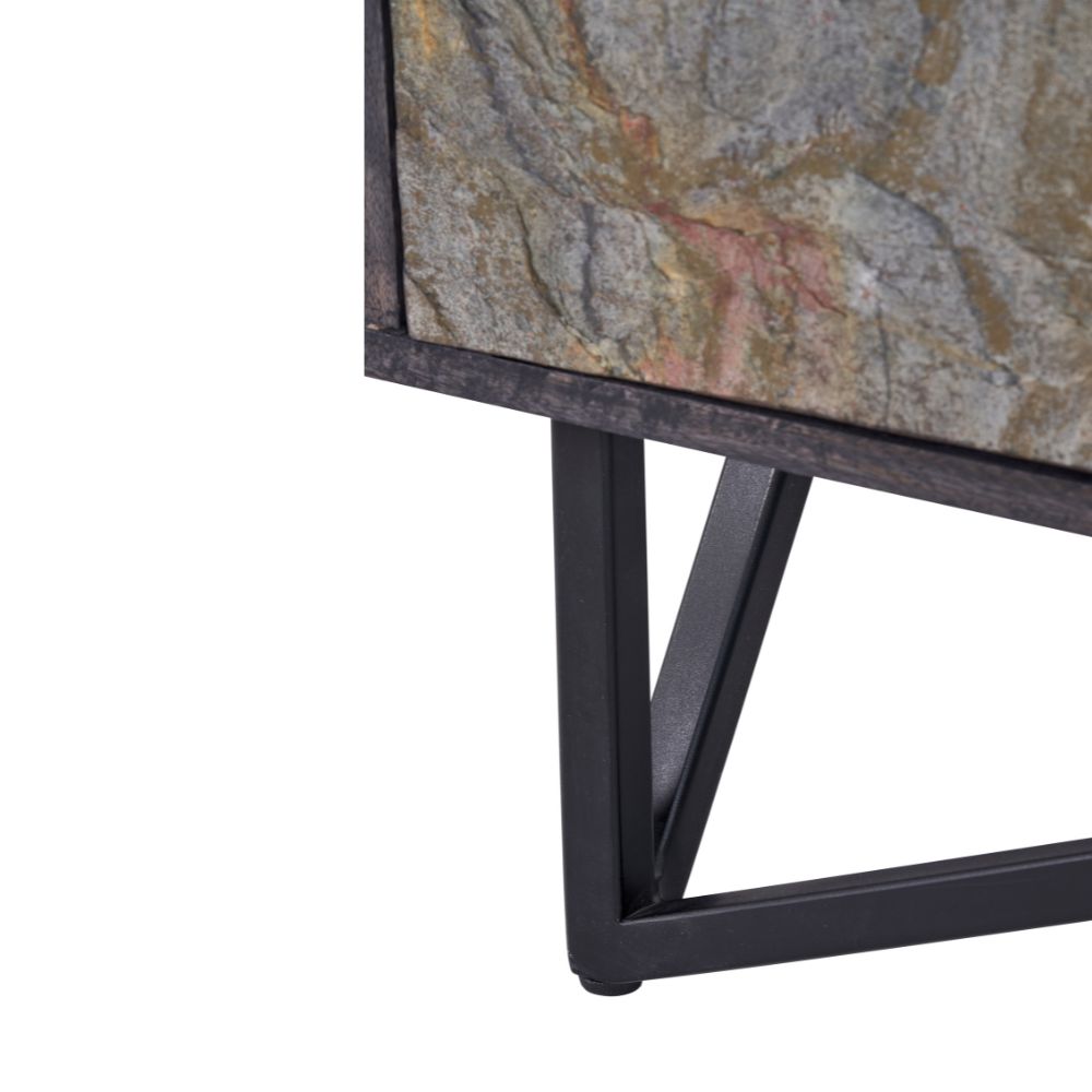Verde Black Mango Wood and Stone Veneer Sideboard