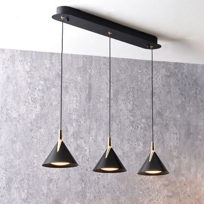 Astarion Matte Black and Gold 3 Drop LED Pendant