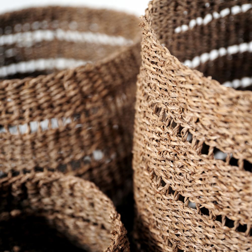 Seagrass Natural Round Baskets (Set of 3)