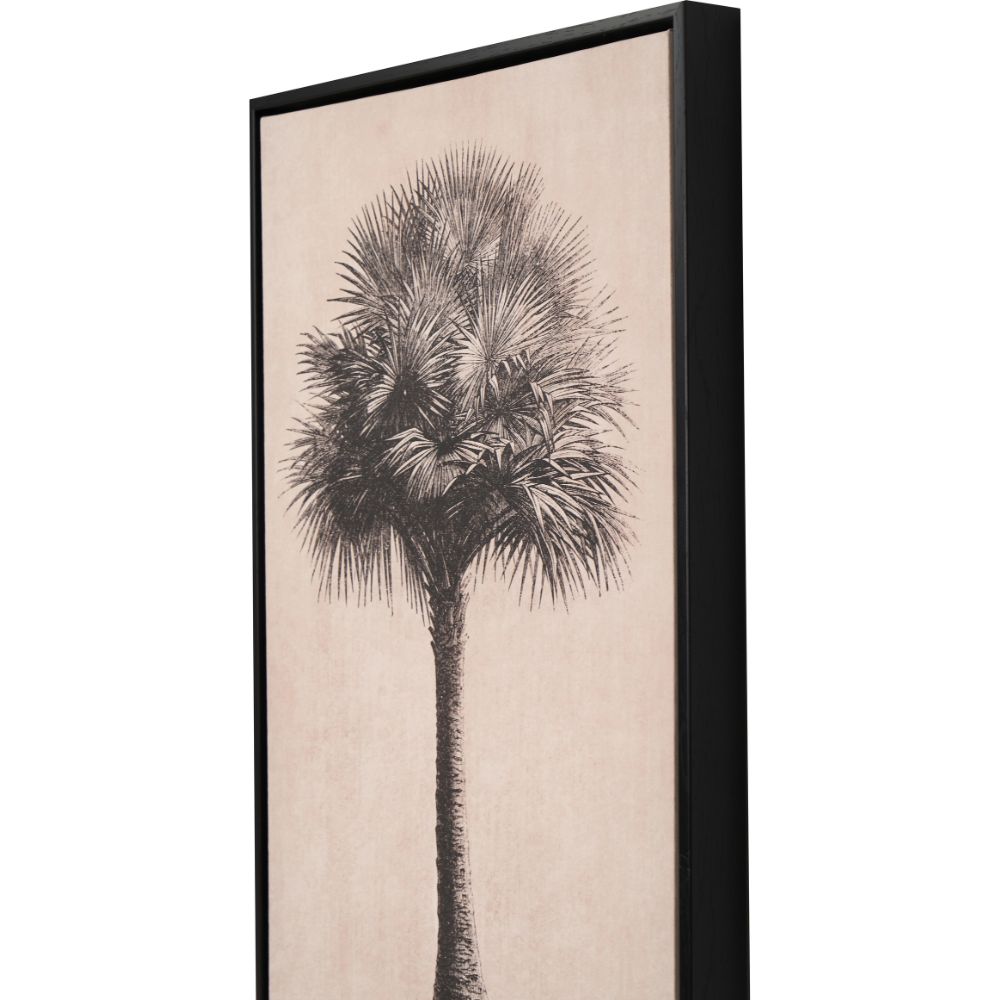 Canvases Natural and Black Palm Tree Print with Black Frames (Set of 3)