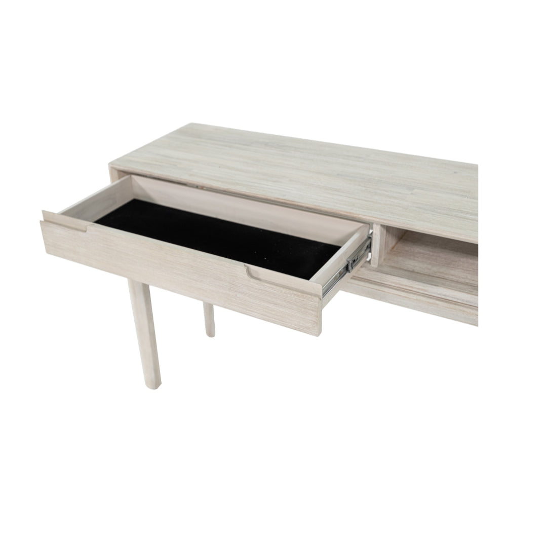 Gio White Sand Acacia Wood 1 Drawer Console Table