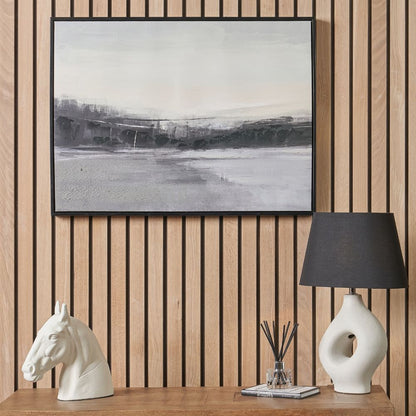 Canvas Monochrome Landscape with Black Frame