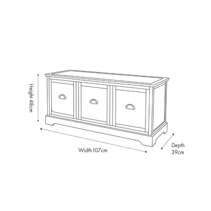 Croft Linen Pine Wood 3 Drawer Sideboard