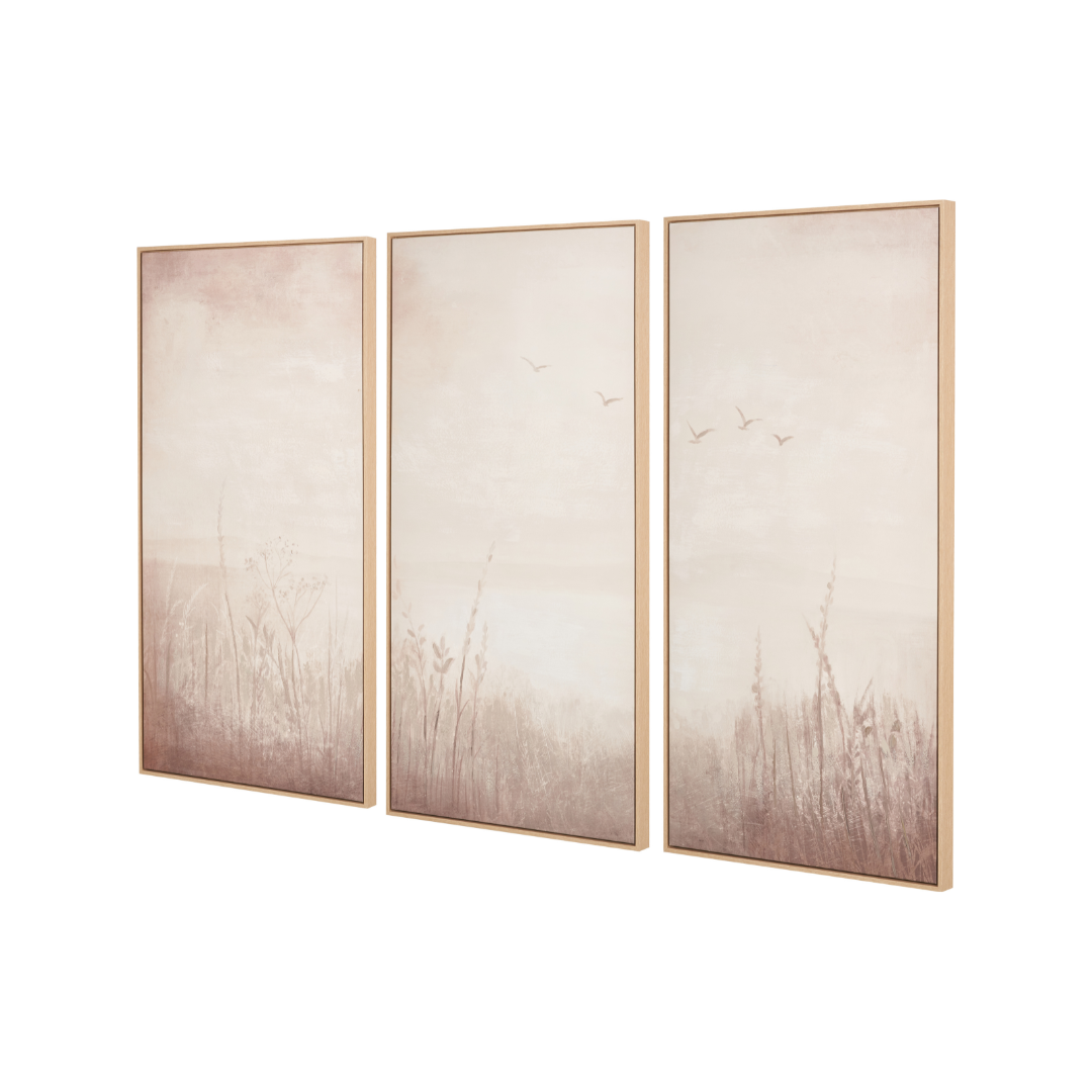 Natural and White Landscape Canvases with Natural Frames