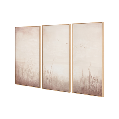 Natural and White Landscape Canvases with Natural Frames