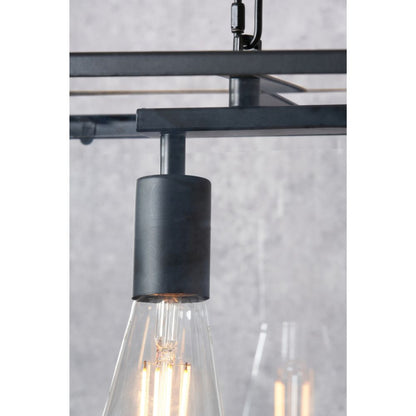 Llewellyn Matte Black Metal and Glass 4 Bulb Pendant