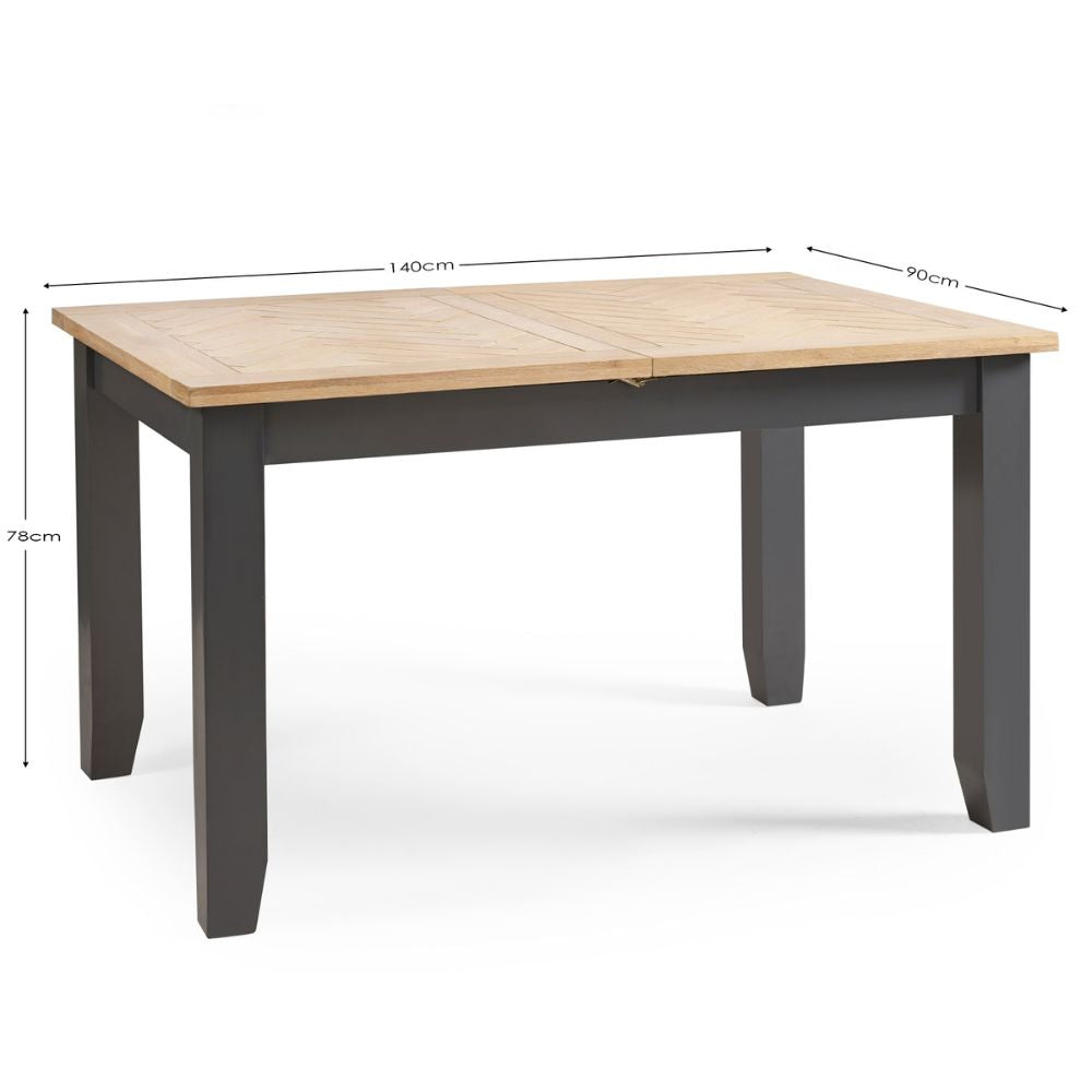 Bordeaux 1.4m Dark Grey Extendable Dining Table