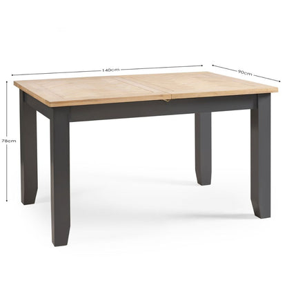 Bordeaux 1.4m Dark Grey Extendable Dining Table