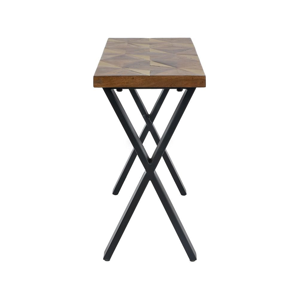 Lakota Recycled Wood and Brass Metal Console Table