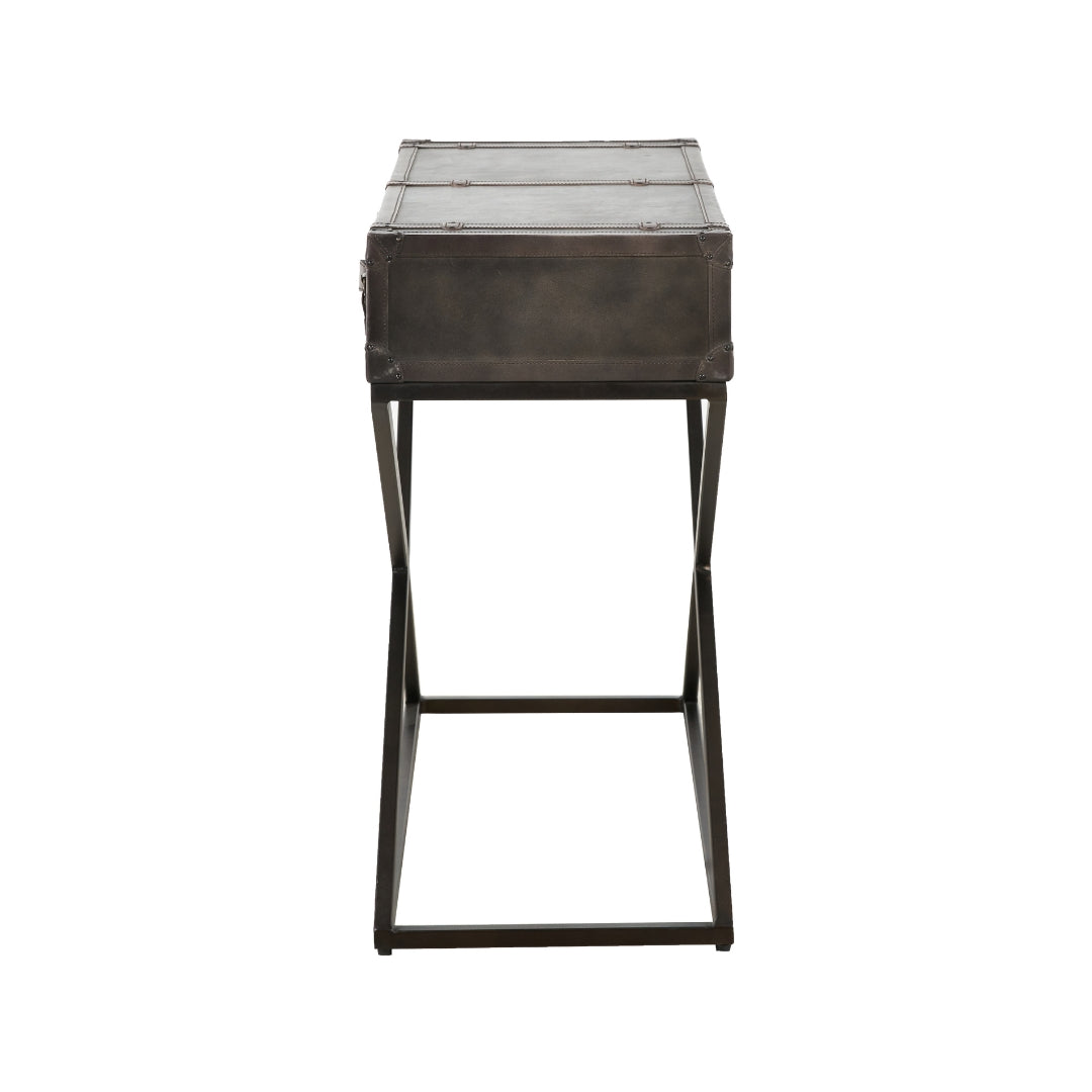 Adriano Peppercorn Leather Console Table
