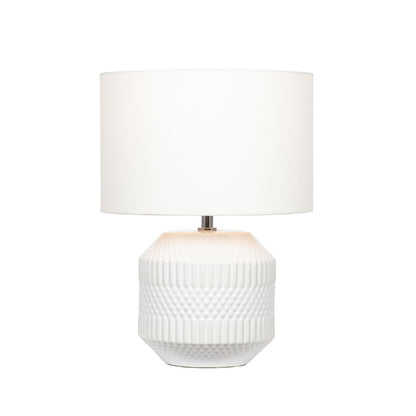 Meribel White Geo Textured Ceramic Table Lamp
