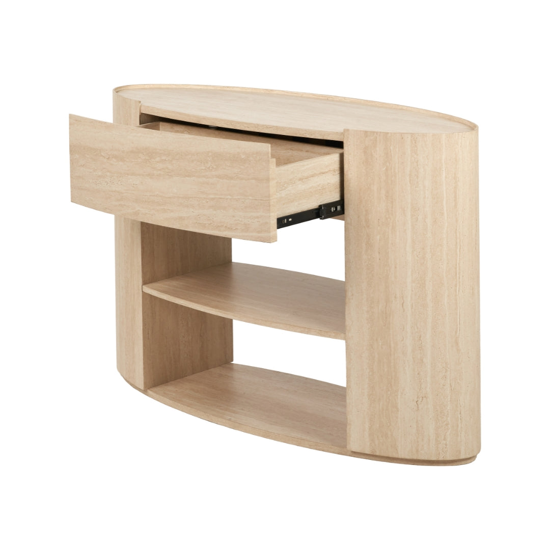Tivoli Travertine Effect Veneer 1 Drawer Console Table