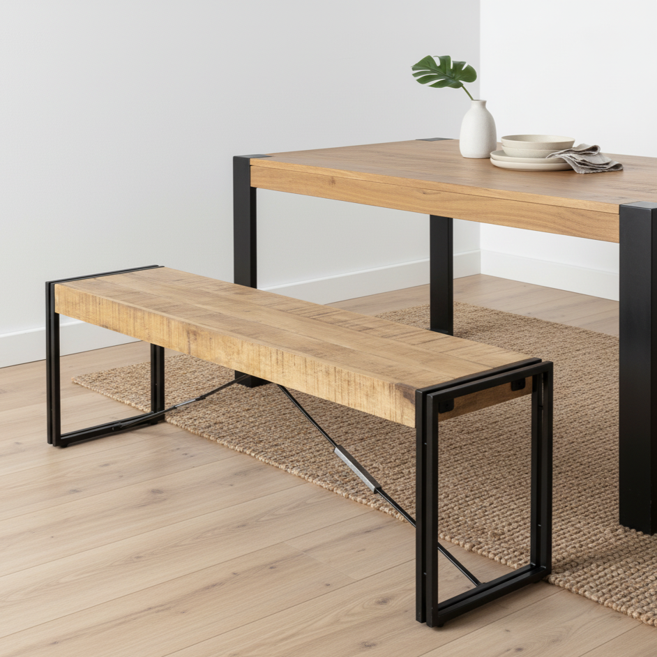 Cosmo Industrial Metal & Reclaimed Wood Dining Bench