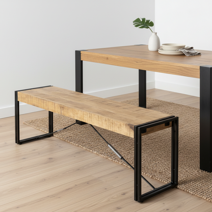 Cosmo Industrial Metal & Reclaimed Wood Dining Bench
