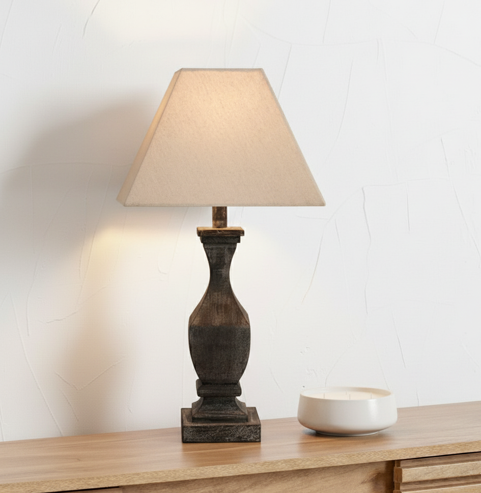 Incia Fluted Wooden Table Lamp