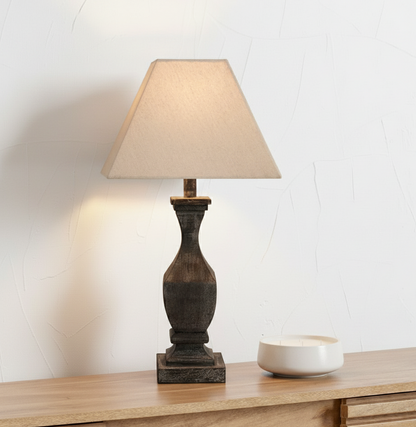 Incia Fluted Wooden Table Lamp