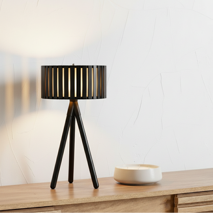 Rabanne Slatted Pine Wood Tripod Table Lamp