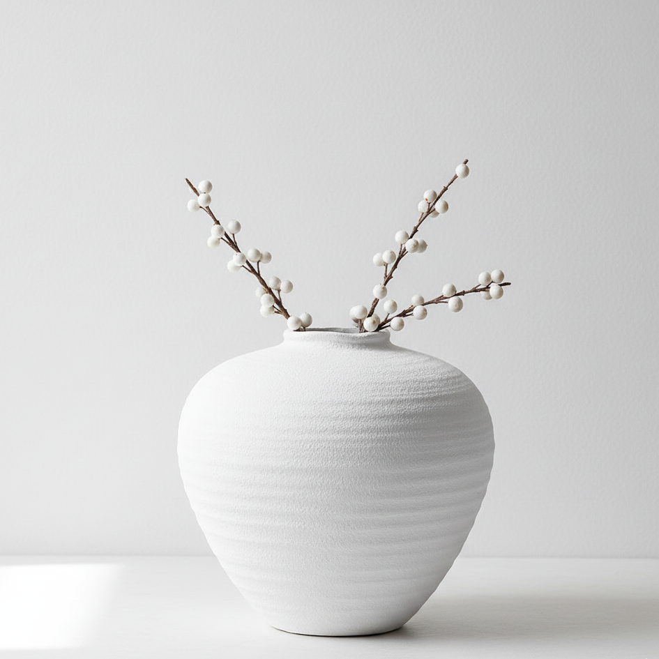 Regola Ceramic Matte White Large Vase