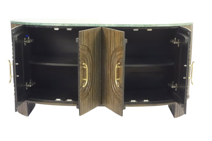 Aranya Solid Wood 4 Door Marble Top Sideboard