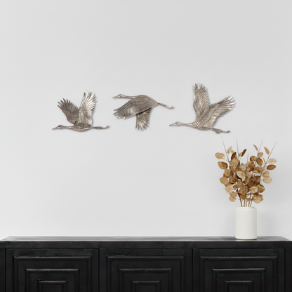 Aluminium Crane Trio Cast Wall Art