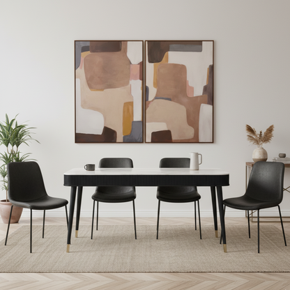Louis Fluted 1.9m Stone Top Dining Table With Drawers Black