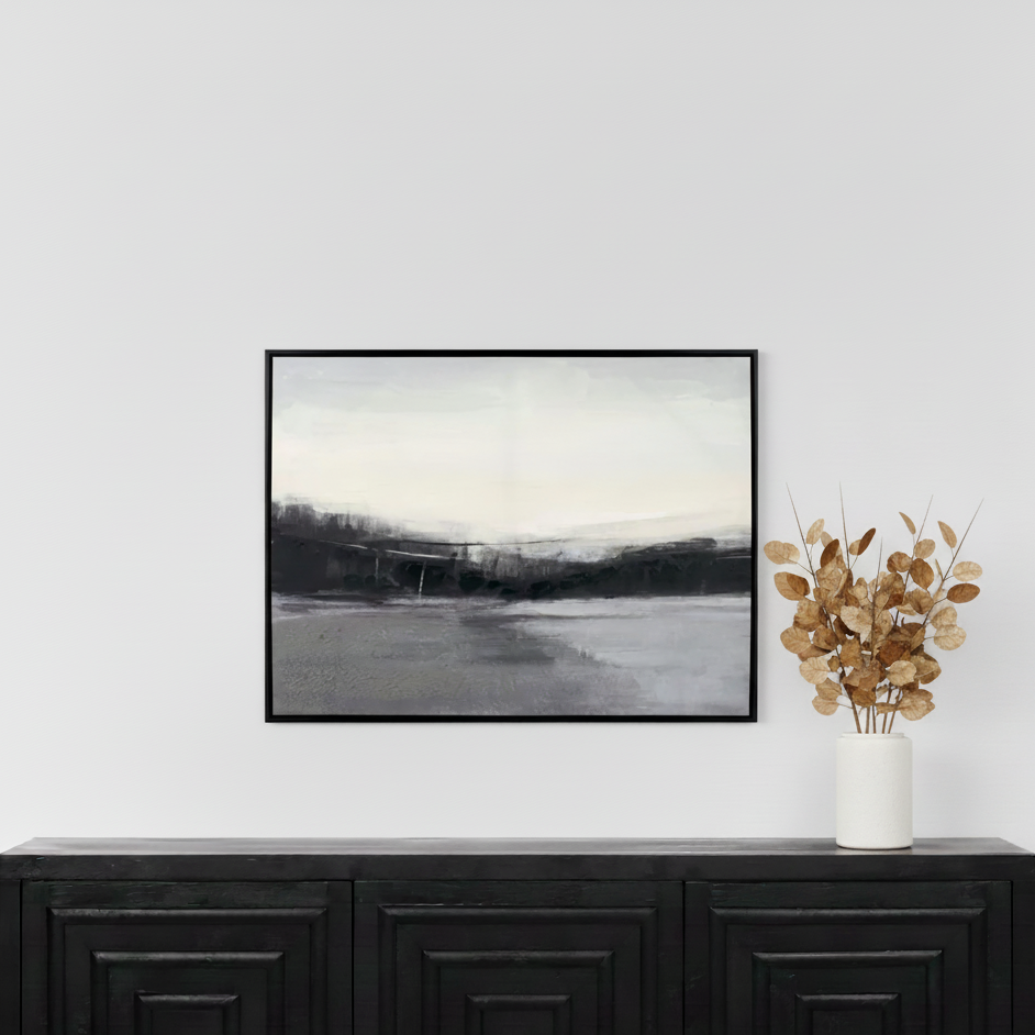 Canvas Monochrome Landscape with Black Frame