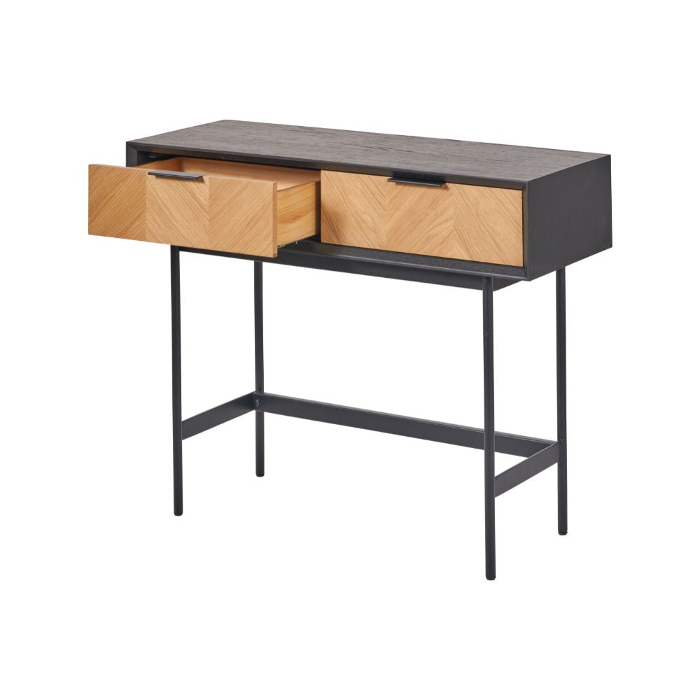 Hailee Pine Wood 2 Drawer Console Table