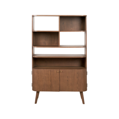 Elias Dark Ash Wood Retro Shelf Unit