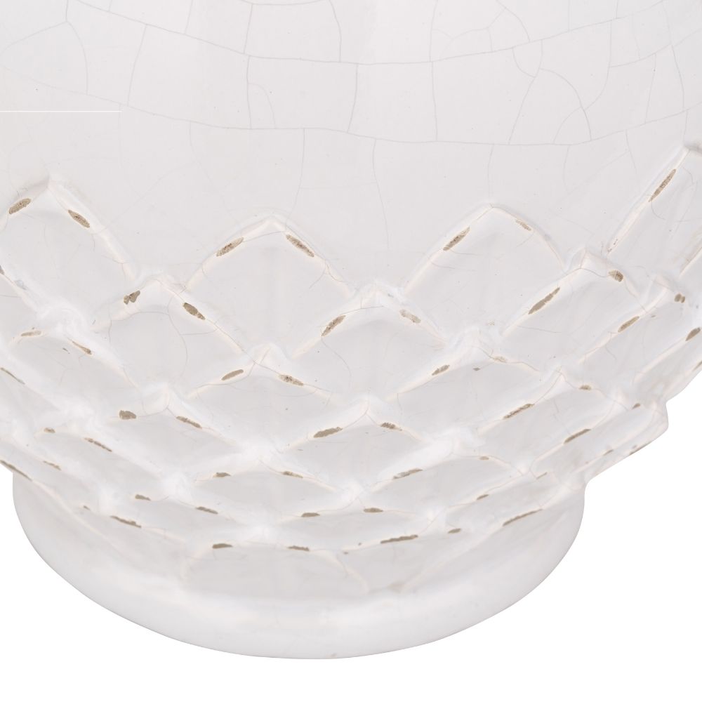 Willow White Leaf Detail Stoneware Vase